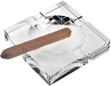 Excelsior Crystal Cigar Ashtray - 6" Tall x 6" Wide Square Hand Cut Glass Tray for Cigar or Cigarette Smoking for Home & Office or Smoker's Gift for Any Occasion