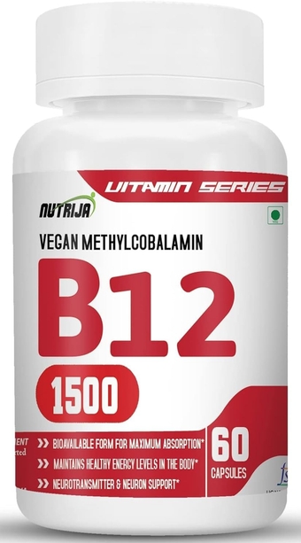 Vitamin B12 Active Form of Methylcobalamin, Maximum Absorption, Normal Energy Production & Immune System Support (60 Capsules)