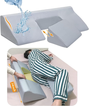 Wedge Pillow Positioning for Bedridden After Surgery Bed Sore Turning Sleeping Incline Pillows Anti Bedsore Turnover Foam Wedge U Shaped Body Positioners Hospital Waterproof Pressure Ulcer Cushion
