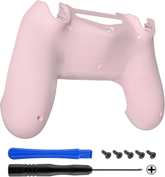 Cherry Blossoms Pink Game Improvement Replacement Parts Back Housing Cover, Custom Bottom Shell Compatible with ps4 Controller JDM-040, JDM-050 and JDM-055