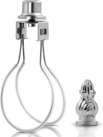 Lamp Shade Light Bulb Clip Adapter,Lamp Shade Holder with Cap Knob Finial and Silicone Levelers,Clip on Lampshade Adapter to Keep Lamp Shade in Place (Silver)