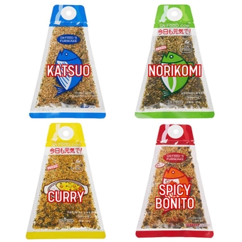 Japanese Rice Seasoning Furikake Umami Variety Pack, Bonito, Nori Komi, Curry, and Spicy Bonito Flavors, 4 Different Flavors, Flakes, Rice Balls, Soup, and use for all purpose