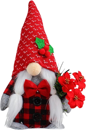 Solar Yard Decorations Sunflower Knitted Cherry Doll Desktop Ornament Creative Gnome Standing Faceless Doll Christmas Decorations Creative Faceless Doll Ornaments Christmas Cute Complete (B, One Size)