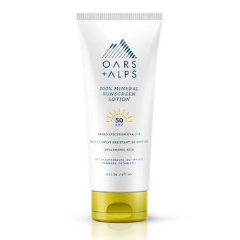 Mineral SPF 50 Sunscreen Body Lotion, Infused with Hyaluronic Acid, Shea Butter, and Coconut Oil, Water and Sweat Resistant, 6 Fl Oz