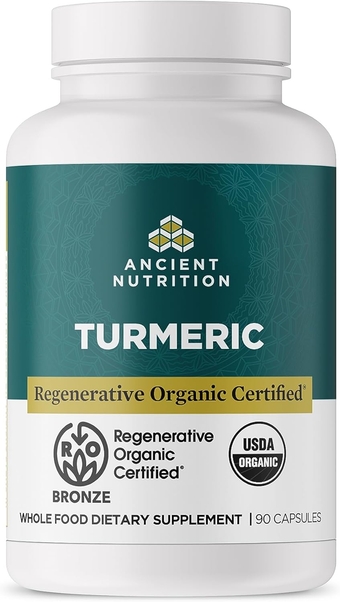 Regenerative Organic Certified Turmeric Capsules, Once Daily, Use as a Joint Supplement and Supports Inflammation, Gluten Free, Paleo and Keto Friendly, 90 Count