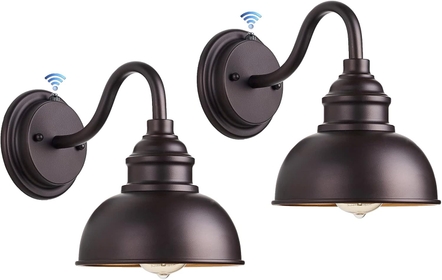 Dusk to Dawn Gooseneck Light Fixture, 2 Pack Oil Rubbed Bronze Barn Lights Outdoor, Outside Farmhouse Lights for House, Porch, Garage, Entryway