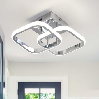 Hallway Light Mini Modern LED Ceiling Light Chrome Square Close to Ceiling Lamp for Balcony Corridor Closet Bedroom Bathroom Kitchen 4000K Neutral Light