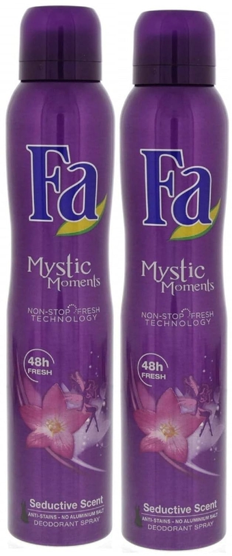 Economy size 200ml/6.7 ounces Fa 48h Deodorant Spray for Men & Women (2 Packs) (Mystic Moments)