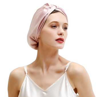 22 Momme 100% Mulberry Silk Sleep Cap for Women Hair Care,Natural Silk Night Bonnet with Elastic Stay On Head (1Pc, PINK)
