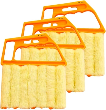Brush Venetian Blind Cleaner Window Cleaner Brush 7 Slat Removable Washable Dust Collector Microfiber Cleaning Cloth Tools for Window Shutters Air Conditioner Awnings Siding Vinyl Car Fan (Pack of 3)