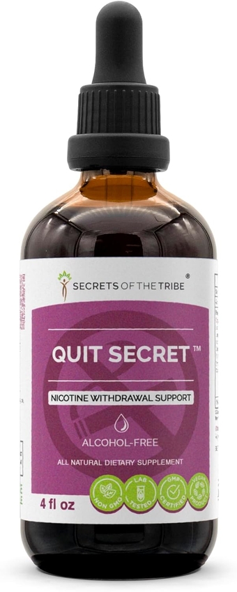 Quit Secret Alcohol-Free Extract, Licorice,Lungwort,Nutmeg,Oatstraw,St. John's Wort, Mucuna. Glycerite Tincture, Nicotine Withdrawal Support (4 fl oz)