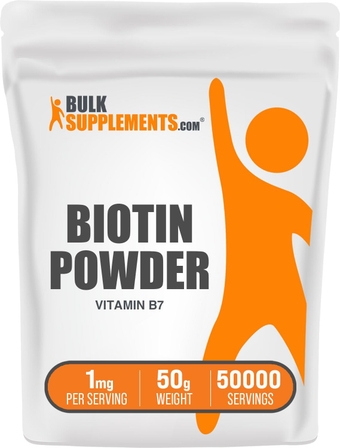 Pure Biotin Powder - Vitamin B7, Biotin Supplement, Biotin Vitamins for Hair Skin and Nails - Pure & Gluten Free, 1mg per Serving, 50g (1.8 oz), Pack of 1