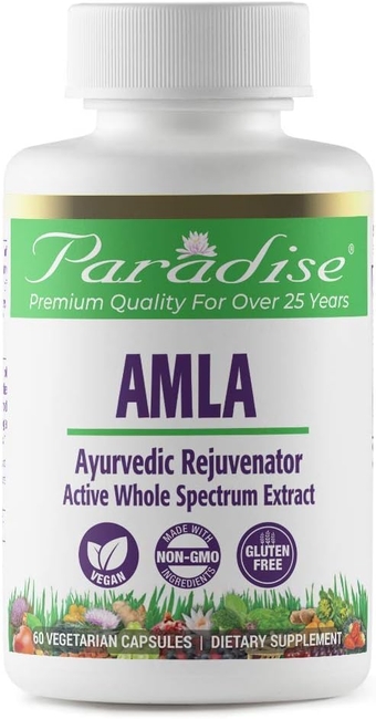 Organic Amla Extract with Vitamin C, Ayurvedic Rejuvenator, Gluten Free, Non GMO, Vegan, 60 Capsules