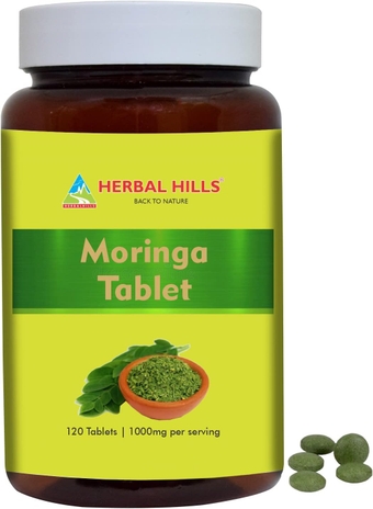 Moringa Tablets (Moringa Leaf/Shigru/Drumstick Leaf/Moringa Oleifera) | 120 Count (1000 mg) | Pure Powder in a Tablet