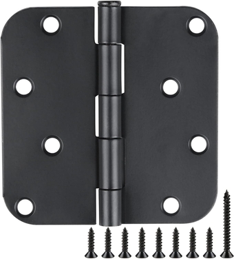 4 in x 4" Black Door Hinges 12 Pack Matte Black Door Hinges 4 Inch Exterior Interior Door Hinges for Doors,Standard,Stall,Back,Heavy Duty Hollow Core,Front Door Hardware Black 5/8"Radius Round Hinge