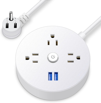 Power Strip Surge Protector with USB, Overload Protection Outlet Extender, 4 Feet Long Cord with 3 AC Outlets and 2 USB Charging Ports, Compact for Smartphone Tablets Home, Office, Hotel, 1700 Joules