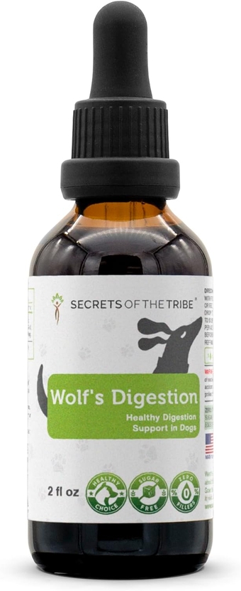 Wolf's Digestion | Natural Herbal Dietary Supplement for Dogs | Healthy Digestion Support in Dogs | Alcohol-Free Extract, Calendula Flower, Licorice Root, Slippery Elm, Pumpkin, Peppermint Leaf 2 oz