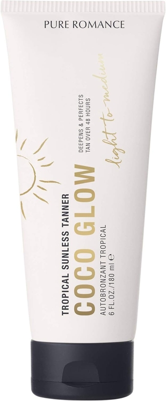 Coco Glow, Tropical Sunless Tanner Lotion, Self Tanner for Face and Body to Look Naturally Sun-Kissed and Healthy, Light to Medium, 6 Fl Oz