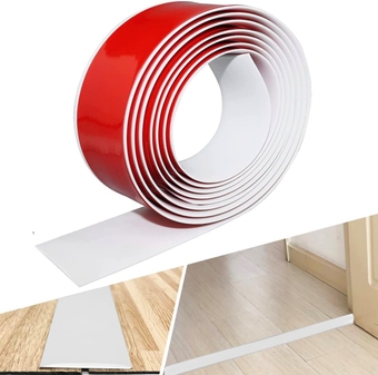 Floor Transition Strip Rubber Threshold Strip Floor Cover Strips Self Adhesive Vinyl Floor Flat Divider Strip Carpet to Tile Transition Strip Carpet Trim (6.56Feet, White)