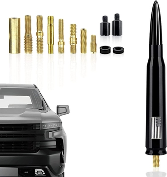 1 PC Car Truck Bullet Antenna, Automobile Antenna Mast, Suitable for GM Chevy Silverado 1500 3500 HD Avalanche GMC Sierra 1500 3500 Denali Heavy Duty Pickup Trucks Accessories (Black)