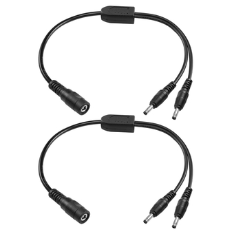 2PCS 12V DC Y Splitter Cable 1FT DC 3.5mm x 1.35mm 1 Male to 2 Female Adapter Cord for CCTV Security Camera, DVR, HDVD, LED Strip Light（1F-2M）