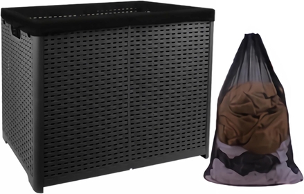 Laundry Hamper, 94L Large Laundry Basket Dirty Basket with Handles and Removable, Collapsible Plastic Hamper for Laundry with Liner Bag for Clothes Toys in Dorm Bedroom Bathroom (Dark Grey)