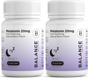 Melatonin 20mg, 100% Drug Free, Fast-Dissolve 120 Tablets - Natural Sleep Aid, Experience Serene, Restful Nights - Find Your Calm, Embrace Relaxation, Supports Sound Sleep and Tranquility (PACK OF 2)