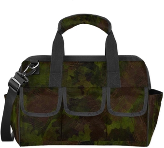 Vintage Camo Tool Bags for Men Women Multi-Pockets Wide Mouth Tool Organizer Storage Tote Bag Waterproof Stroage Bags with Adjustabe Shoulder Straper for Car Networking Electrician Garden