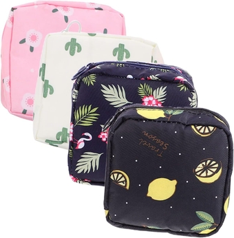 4pcs Sanitary Napkin Storage Bag Make up Bag Organizer Bag Small Makeup Sanitary Napkin Holder Sanitary Napkin Pad Bag Woman Wallet Pouch Aunt Towel Lipstick Bag Girl Oxford Cloth