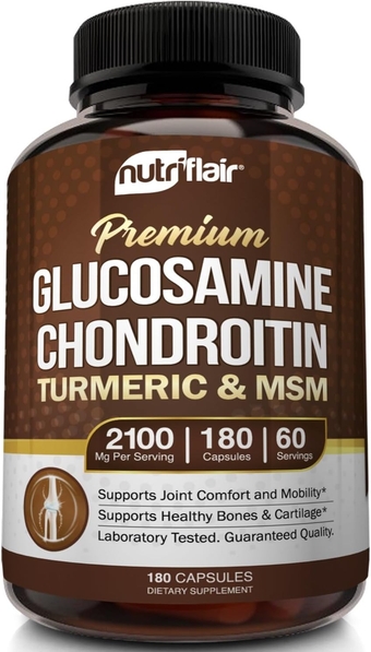 Glucosamine Chondroitin Turmeric MSM Boswellia, 180 Capsules - Joint Comfort Supplement - Natural & Non-GMO - Antioxidant Pills - Supports Back, Knees, Hands, Joints, Cartilage