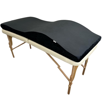 Curvy Massage Bed Topper | High Density Foam Lash Bed Cushion with Soft Touch Short Plush and Ergonomic Design | Excellent Topper for a Beauty Salon - Black - 28 inch (71 cm)
