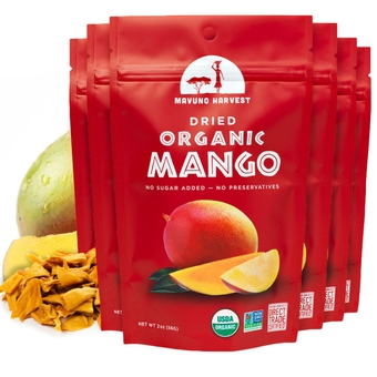 Mango Dried Fruit Snacks | Unsweetened Organic Dried Mango Slices | Gluten Free Healthy Snacks for Kids and Adults | Vegan, Non GMO, Direct Trade | 2 Ounce, Pack of 6