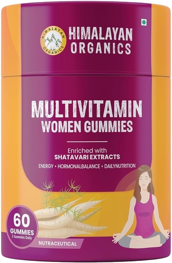 Multivitamin Gummies with Shatavari with Biotin, Vitamin A,B1, B2, B3, B5, B6,B9, B12, C, D3 K2, E, Magnesium, Iron, Zinc - Gummies for Women - 60 Gummy