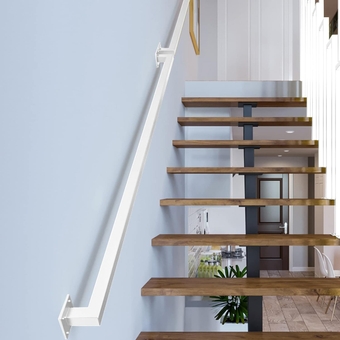 1.3FT Pipe Staircase Handrails, White Sturdy Safety Wall Mount Support Hand Rails, 500lbs Load Capacity Industrial Iron Railing Pipe Handrail for Indoor Door Pull Handle, Grab Bar, Towel Bar