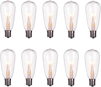 10-Pack Edison Light Bulbs ST40 Clear Replacement Bulbs-7 watts 120 Volts E17 Screw Base for Outdoor Indoor Patio Edison String Lights-Clear