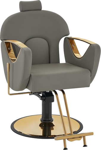 Luxurious Classic Barber Chair Hydraulic Pump Recline Beauty Spa Styling Salon for Hair Stylist Equipment 9578 (Grey)