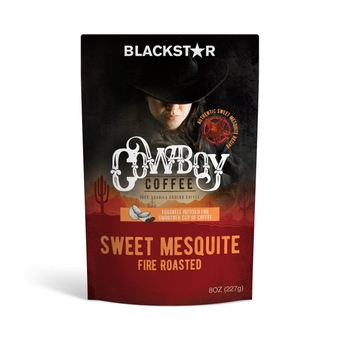 Sweet Mesquite Blackstar Cowboy Coffee | Premium Fire Roasted Ground Coffee | Authentic Cowboy Coffee Recipe | Smoothest Low-Acid Coffee | 8oz