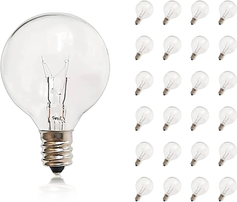 G40 Light Bulbs Replacement, Clear Globe G40 Bulbs E12 120V 5W, G40 Replacement Bulbs for Outdoor String Lights, 25 Pack (Incandescent Bulbs)