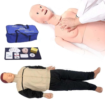 Realistic Human Manikin Multifunctional Safety Certification CPR First Aid Training Manikin, Professional Adult CPR Training Manikin Kit with Medical Accessories, Chest Compressions Training Model for