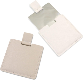 2Pcs Shatterproof Stainless Steel Compact Mirror for Purses, Unbreakable Mirror Travel with PU Leather Case Cover, Handheld Camping Shaving Mirror for Women & Men, Makeup, Gift (Gray & White)