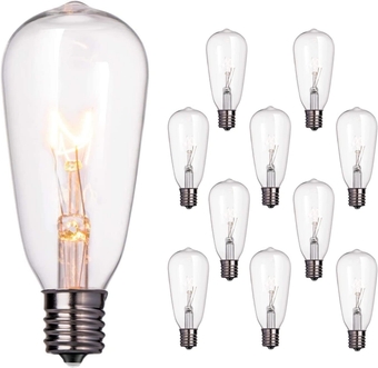 10-Pack Edison Light Bulbs, ST40 Clear Edison Light Bulbs, 7 Watt/ E17 Screw Base ST40 Vintage Replacement Light Bulbs for Outdoor Patio ST40 String Lights, Warm White