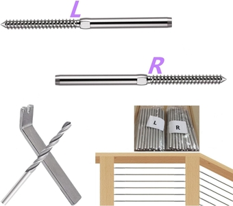 50 Pack 316 Stainless Steel Left&Right Handed Thread lag Screws for 1/8" Decking Cable Railing Kit/Hardware,Wood Post Balusters (25 Pairs)