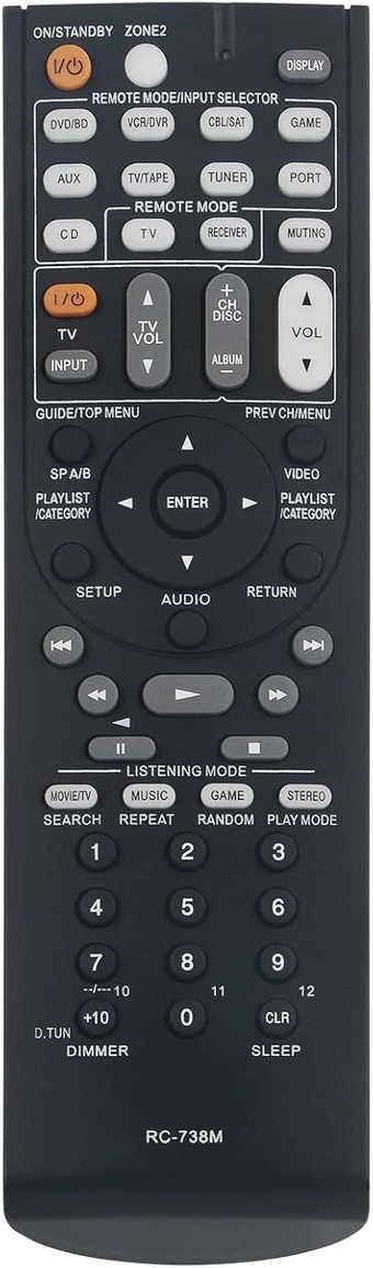 RC-738M Replacement Remote Control Fit for Onkyo Audio Receiver HTRC160 HTS7200 TXSR607 DTR201 DTR 20.1 DTR301 DTR 30.1