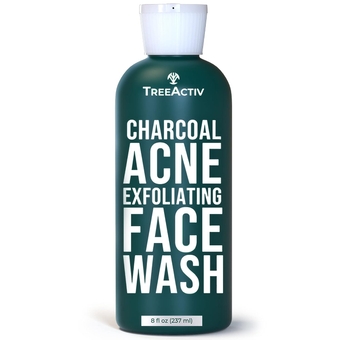 Charcoal Acne Exfoliating Face Wash | Hydrating Sulfur Cleanser for Pimple, Zit, Whitehead, & Blackhead | Facial Treatment for Hormonal & Cystic Acne | Teen & Adult Milia Remover | 425+ Uses