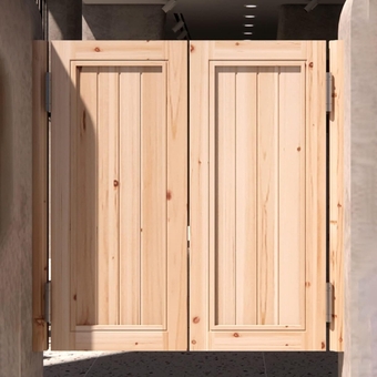 Wooden Cafe Swing Doors, Auto Close Saloon Swinging Door Louvre Cowboy Door Partition Door, Western Half Waist Door Interior (Size : WxH:90x90cm(35x35in))