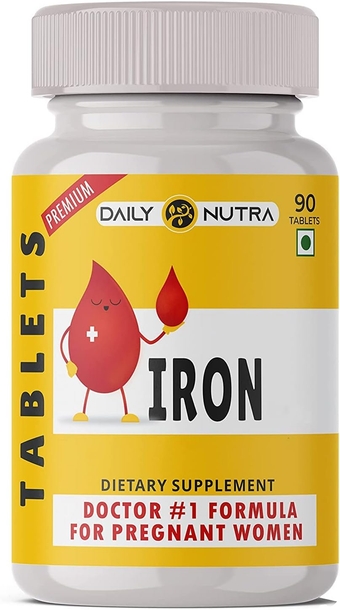 Chelated Iron Ferrous Sulfate with Calcium & folic Acid Supplement - 90 Tablet