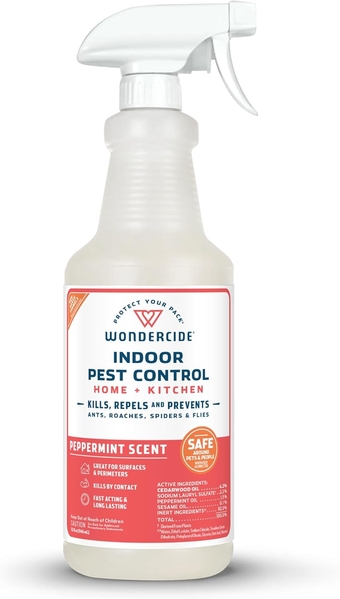 - Indoor Pest Control Spray for Home and Kitchen - Ant, Roach, Spider, Fly, Flea, Bug Killer and Insect Repellent - with Natural Essential Oils - Pet and Family Safe— Peppermint 32 oz