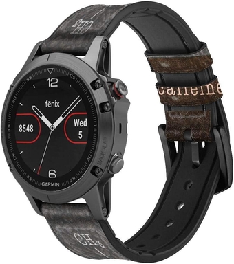 CA0770 Caffeine Molecular Leather & Silicone Smart Watch Band Strap for Garmin Approach S40, Forerunner 245/245/645/645, Venu Vivoactive Vivomove Size (20mm)