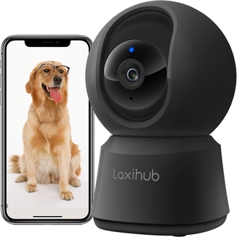 5MP/2K+ Pet Dog Camera with Phone App, 2.4G WiFi Indoor Home Security Camera, Pan/Tilt Video Baby Camera Monitor, Night Vision & 2-Way Audio, Motion Sound Detection, Work with Alexa & Google
