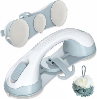 3 Suction Cup Grab Bars for Bathtubs and Showers, Shower Handles for Elderly Suction, Shower Grab Bars for Seniors, Bathroom Accessories for Shower Chair, Grab Bars for Elderly (2Pack)